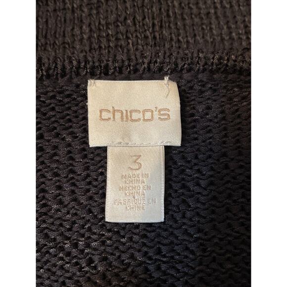 Chico’s 3 Women’s XL Black Cotton Polyester Knit Sweater - Picture 3 of 6